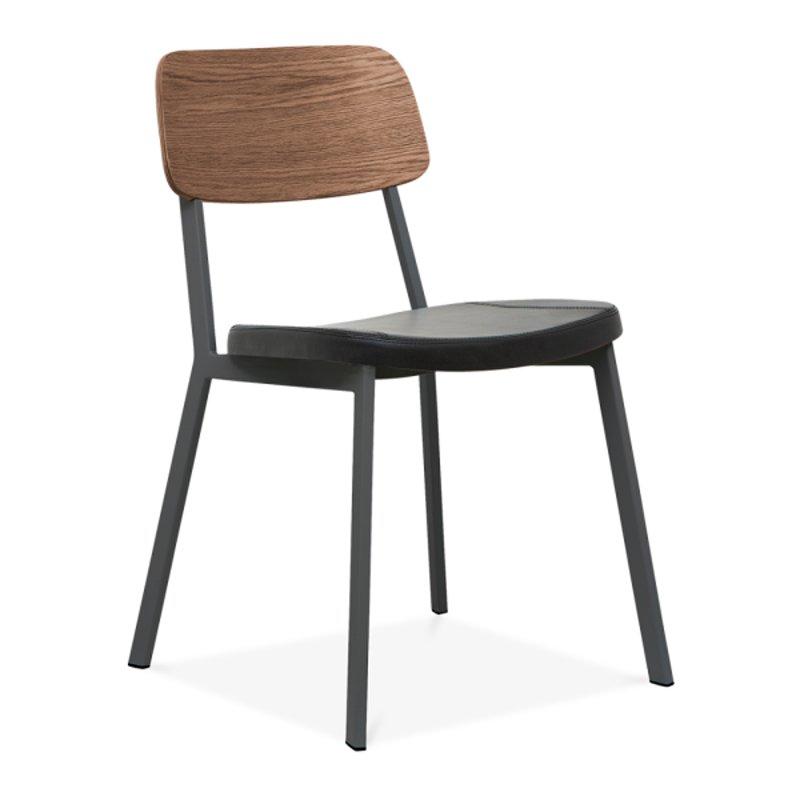Modern Stackable Upholstered Dining Chair With Leather Seat GA3001C