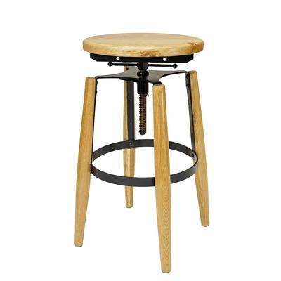 Stackable restaurant used high metal vintage industrial bar stool with solid wood seat GA604C-65STW