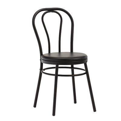 Modern Black Metal Dining Chairs with PVC cushion  GA901C-45STP