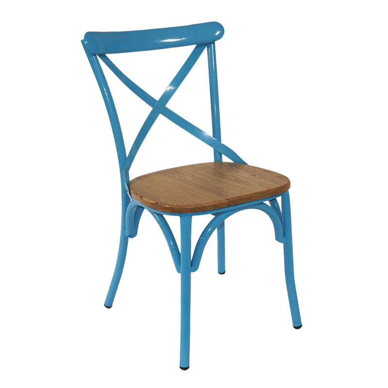 Gold Apple Restaurant Cross Back Chair With Wood Seat GA1101C-45STW Stacking Chairs image11