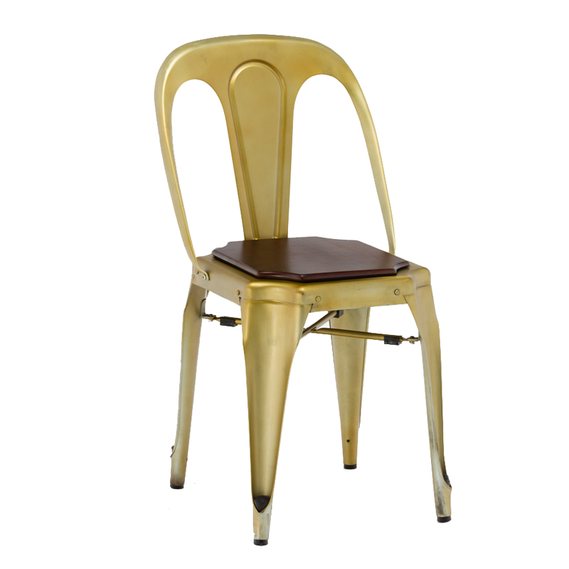 Gold Apple Comfortable Metal Restaurant Chair With Wood Seat GA2101C-45STW Metal Dining Chairs image4