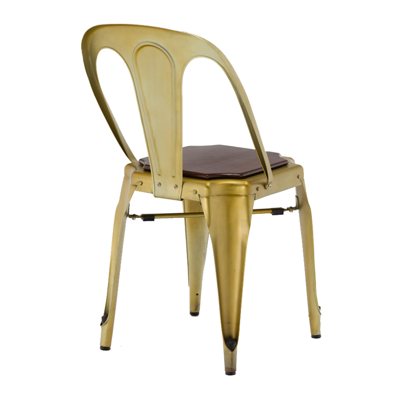 Gold Apple Comfortable Metal Restaurant Chair With Wood Seat GA2101C-45STW Metal Dining Chairs image4