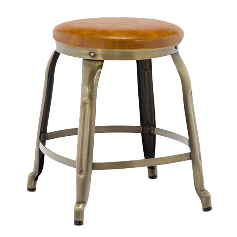 Low Metal Stool with Leather Seat GA301C-45STP