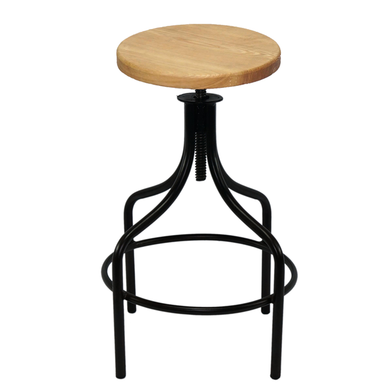 Industrial Furniture, Iron Stool with leather top, Metal Low Hight Stool GA603C-65STW