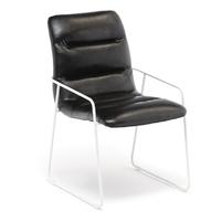 Black leather metal frame dining chair