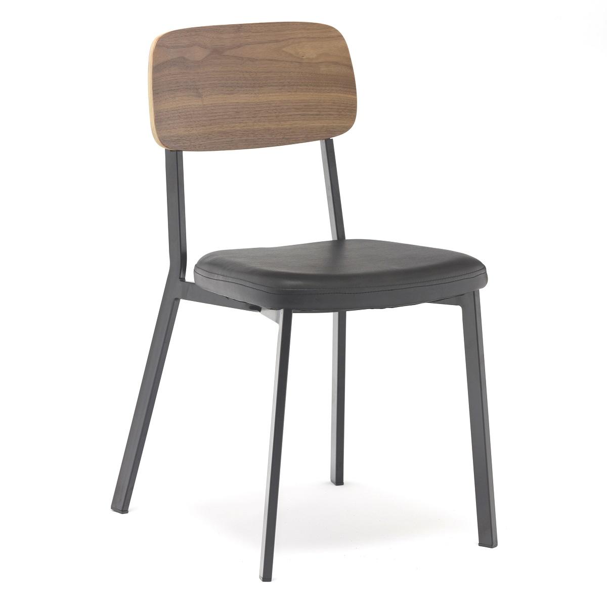 Upholstered Wooden Seat Industrial Metal Chair Wholesale GA3001C-45STP